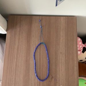 Blue and white beaded necklace